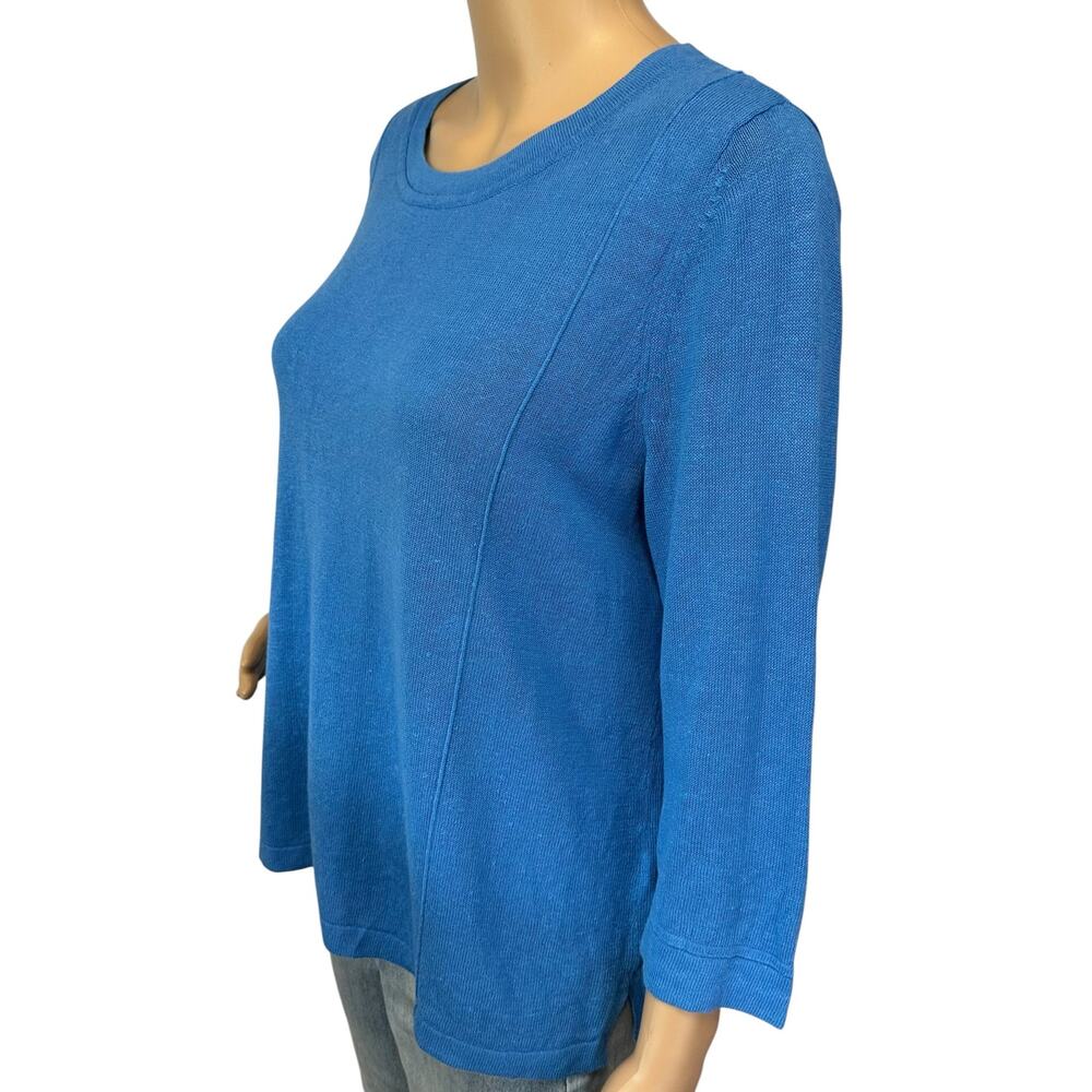 J. Jill Linen Blend Sweater Blue Petite Size MP - Picture 4 of 10